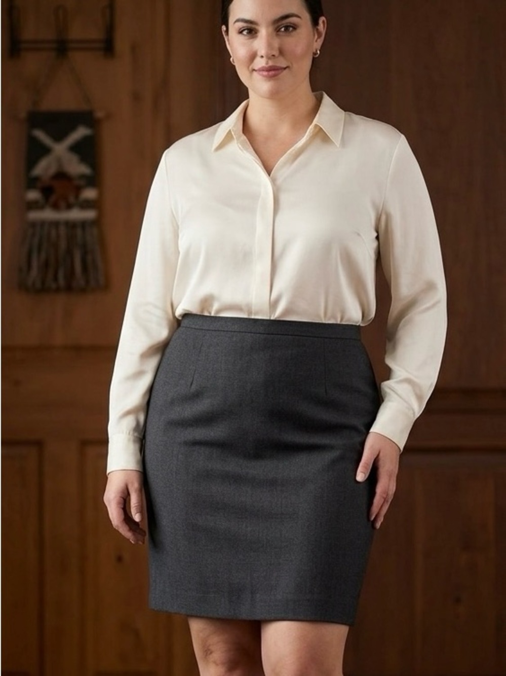 Vintage Lindor 100% Wool Grey Pencil Skirt | Made in Canada Size 12